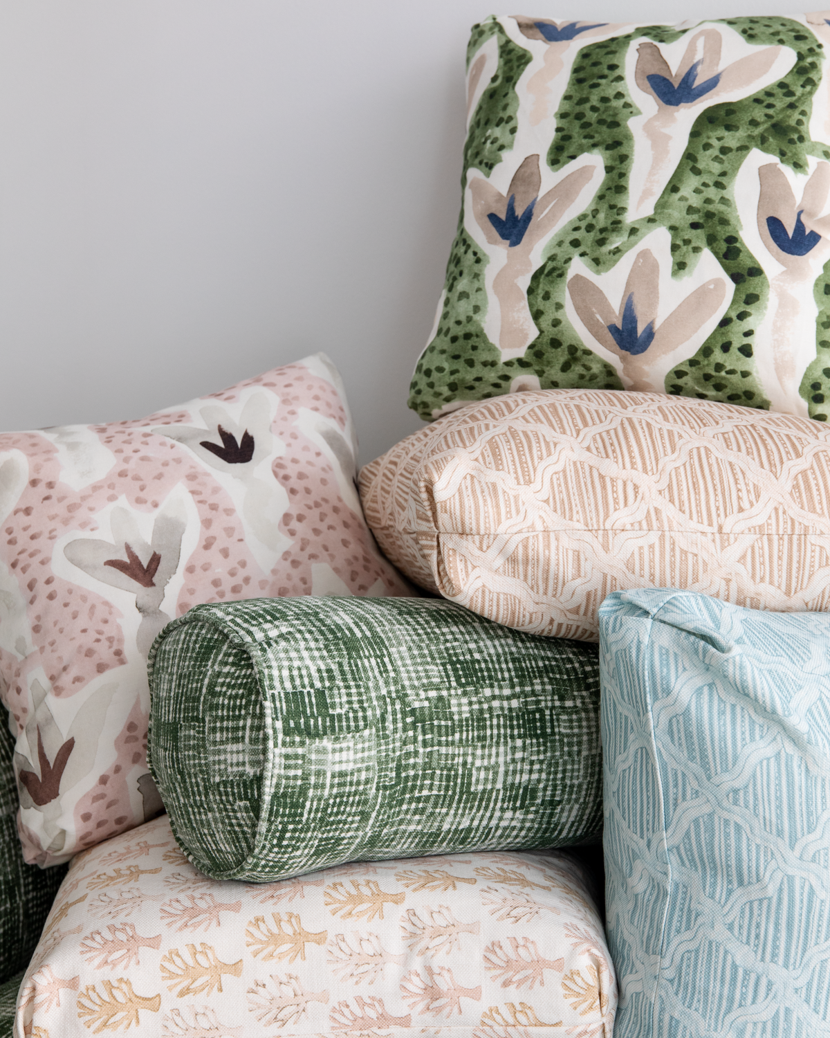 Carved Ogee Pillow in Lagoon Blue