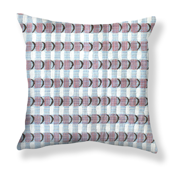 Crescent Plaid Pillow in Blue-Pink