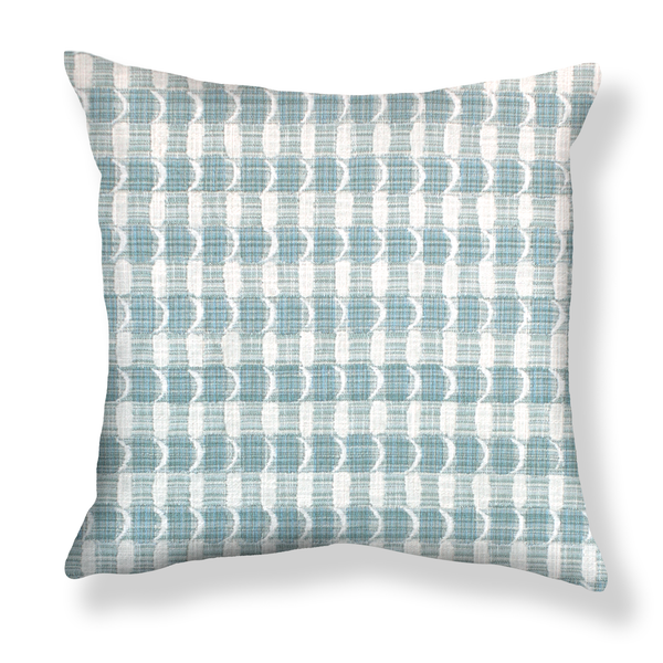 Crescent Plaid Pillow in Pale Marine