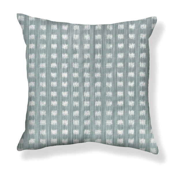 Gridded Ikat Pillow in Pale Marine