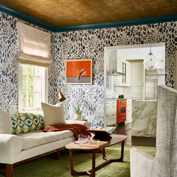 Blooms Wallpaper in Navy