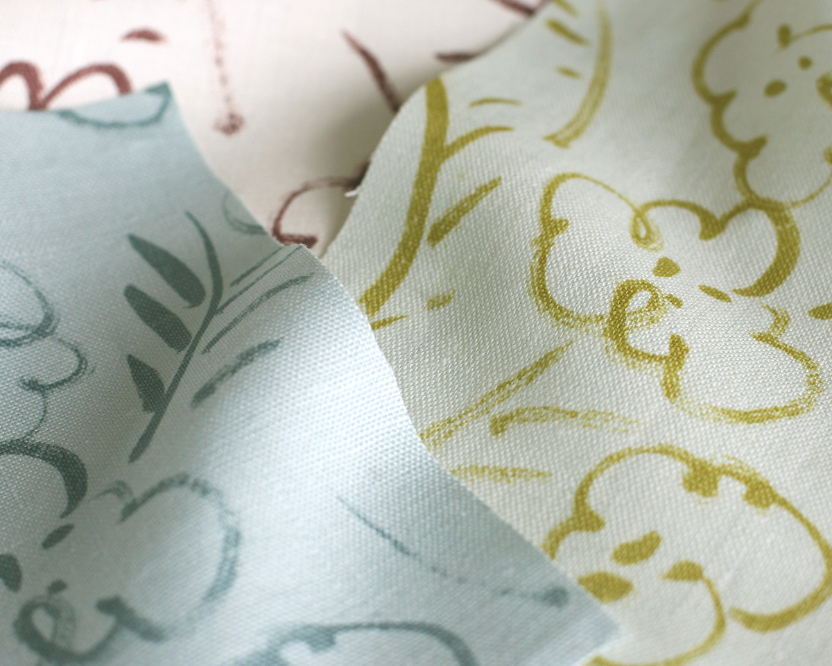 Roses Fabric in Mint/Chartreuse