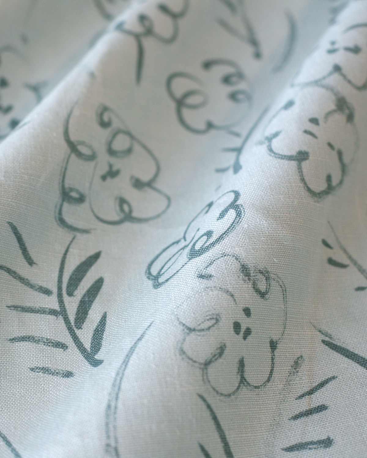 Roses Fabric in Light Blue