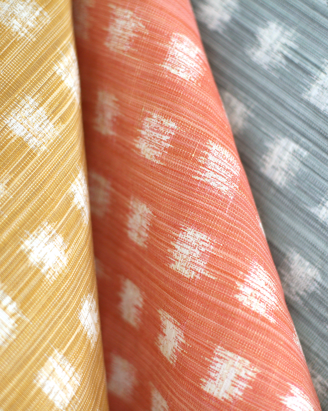 Gridded Ikat Fabric in Pale Marine