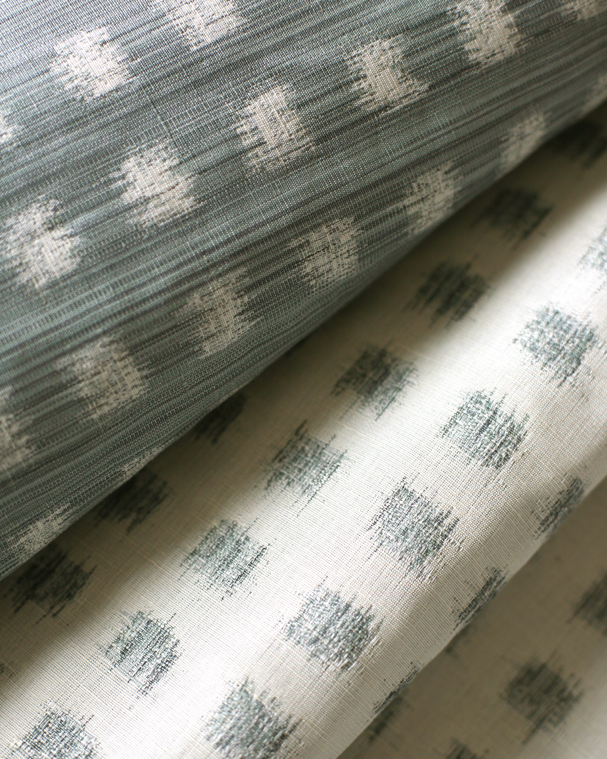 Gridded Ikat Fabric in Pale Marine