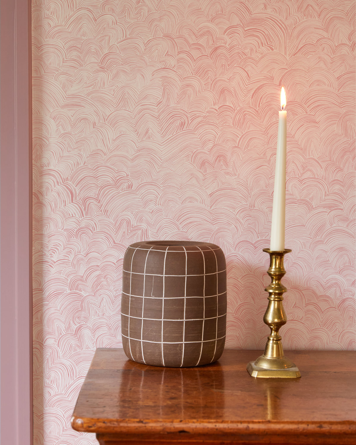 Linear Cloud Wallpaper in Pink