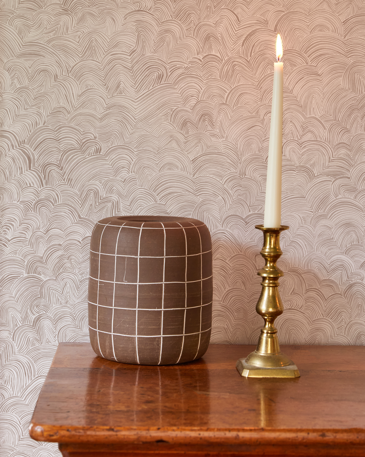 Linear Cloud Wallpaper in Taupe