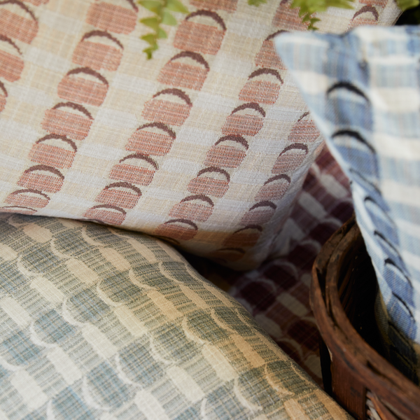 Crescent Plaid Fabric in Pale Marine
