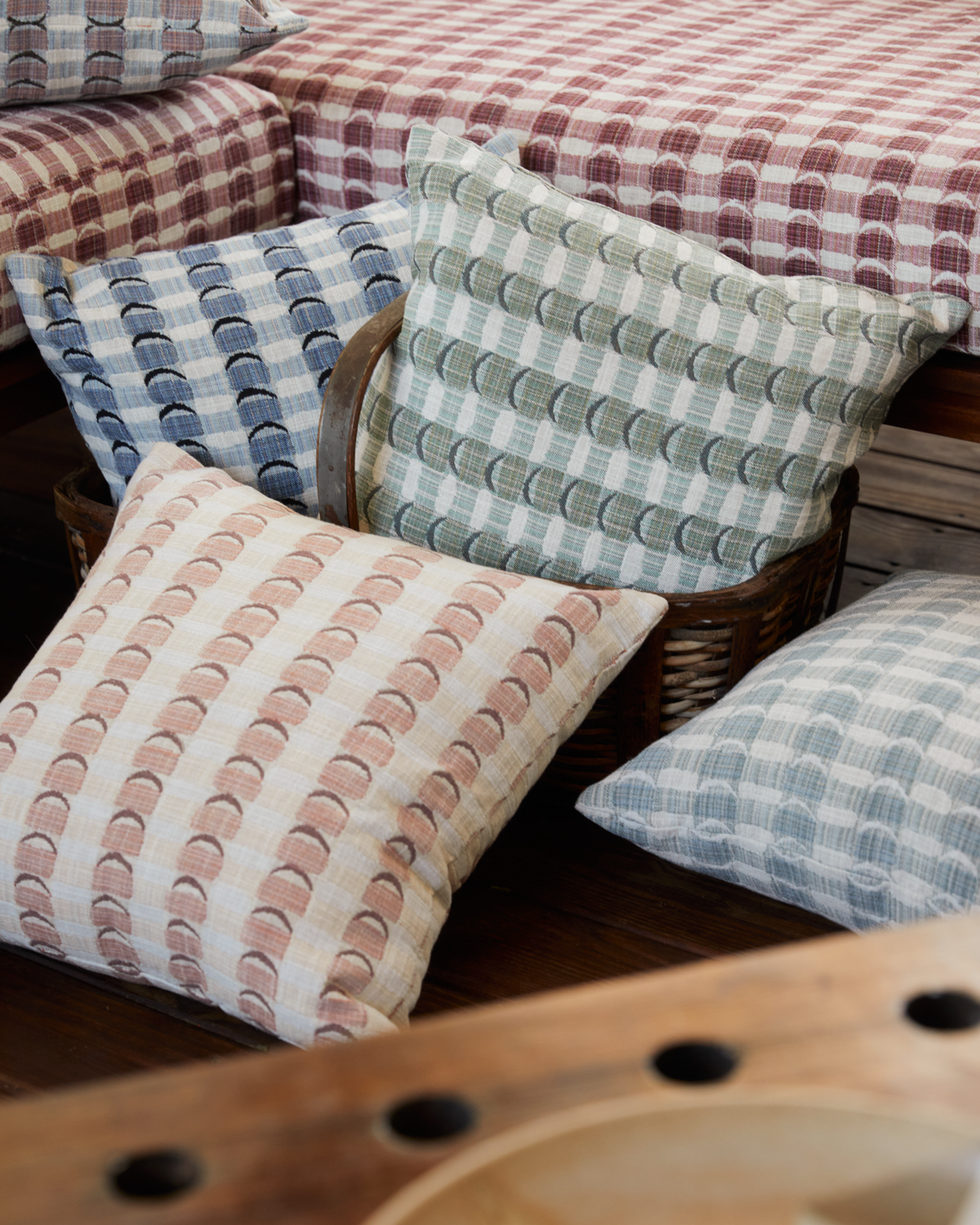 Crescent Plaid Pillow in Green