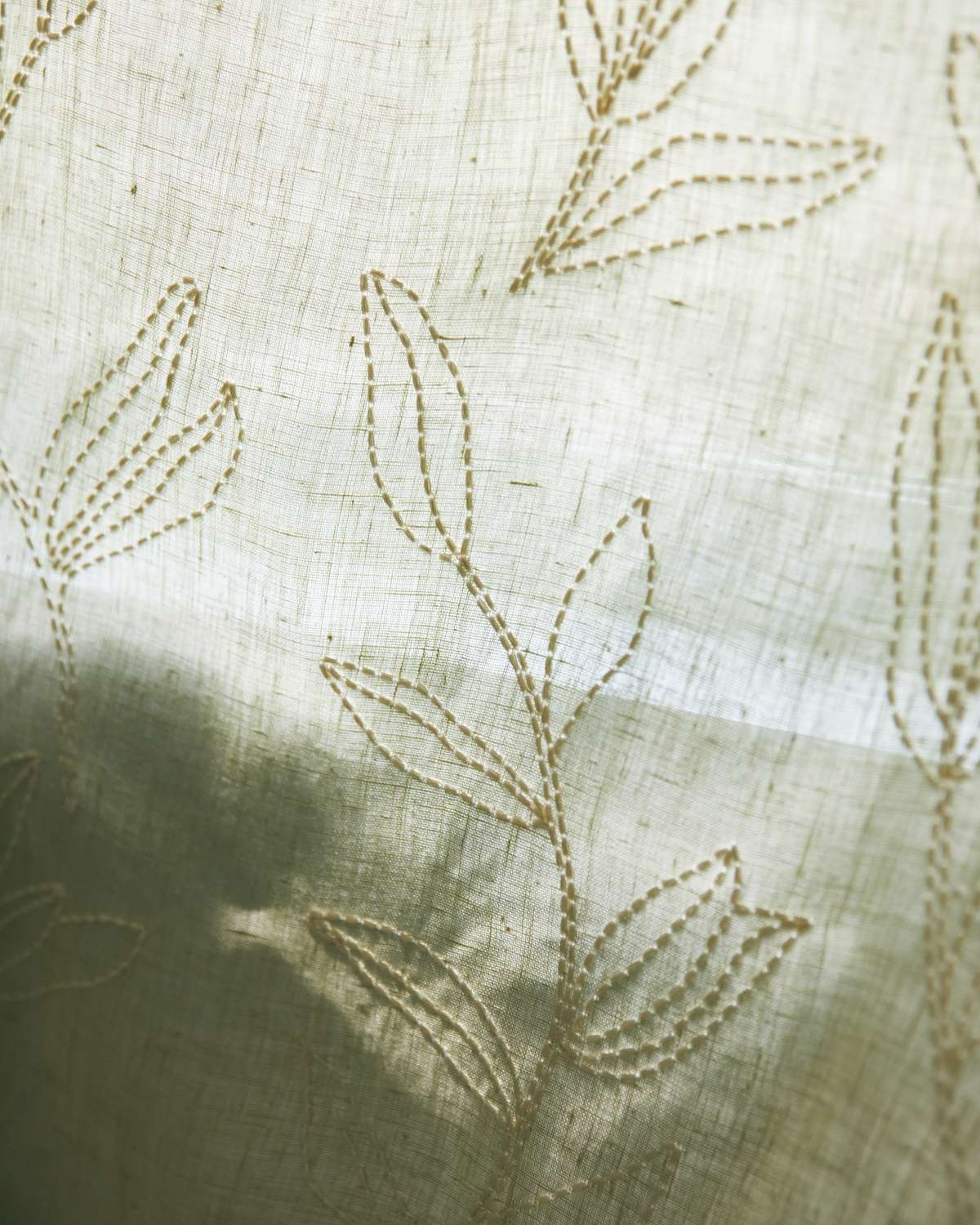 Linear Stem Sheer Fabric in Pistachio
