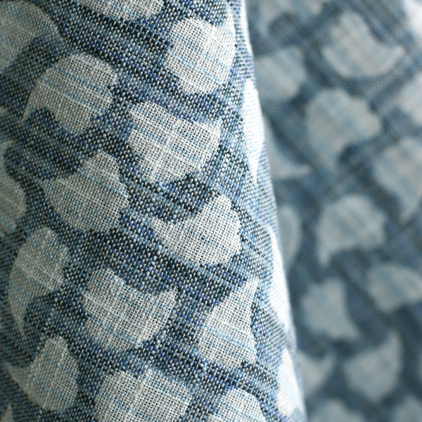 Bubbly Leaves Fabric in Blues