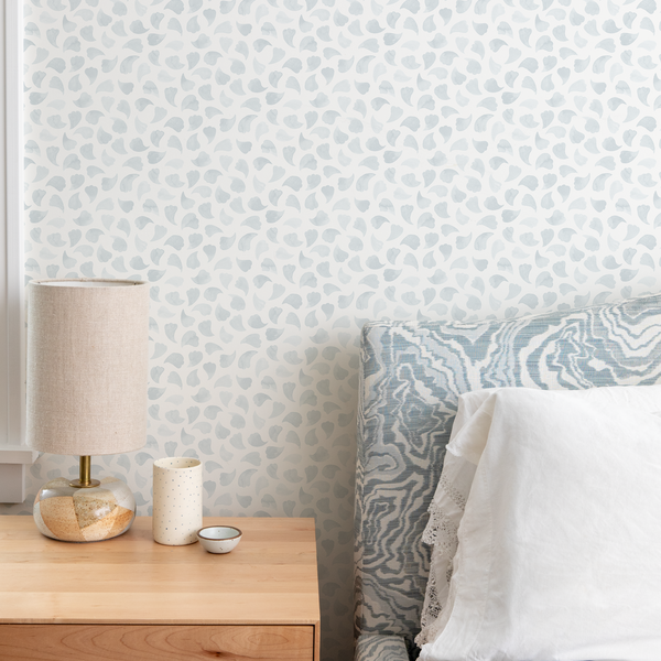 Bubbly Leaves Wallpaper in Pale Blue
