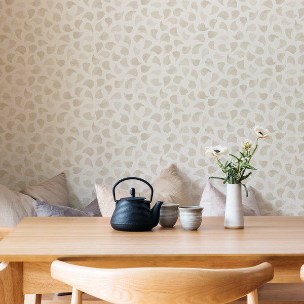 Bubbly Leaves Wallpaper in Sand