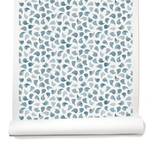 Bubbly Leaves Wallpaper in Ocean Blue