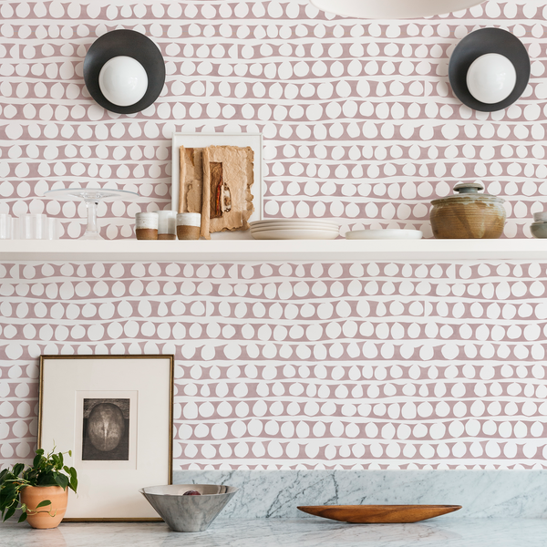 Circle Stripe Wallpaper in Taupe