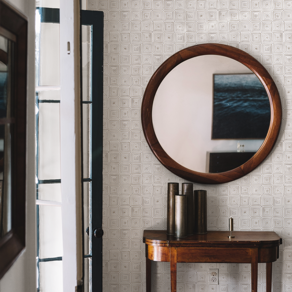 Concentric Squares Wallpaper in Grays
