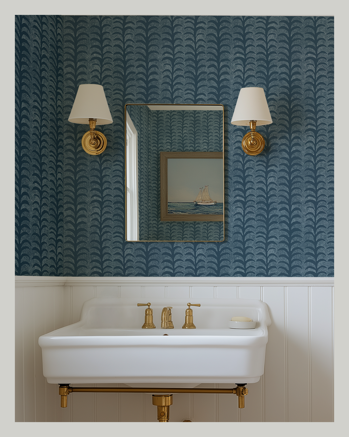 Dotted Palm Wallpaper in Navy