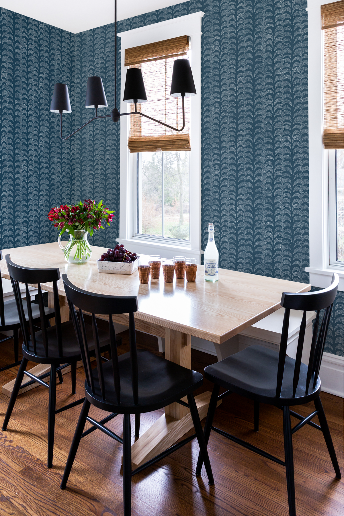 Dotted Palm Wallpaper in Navy