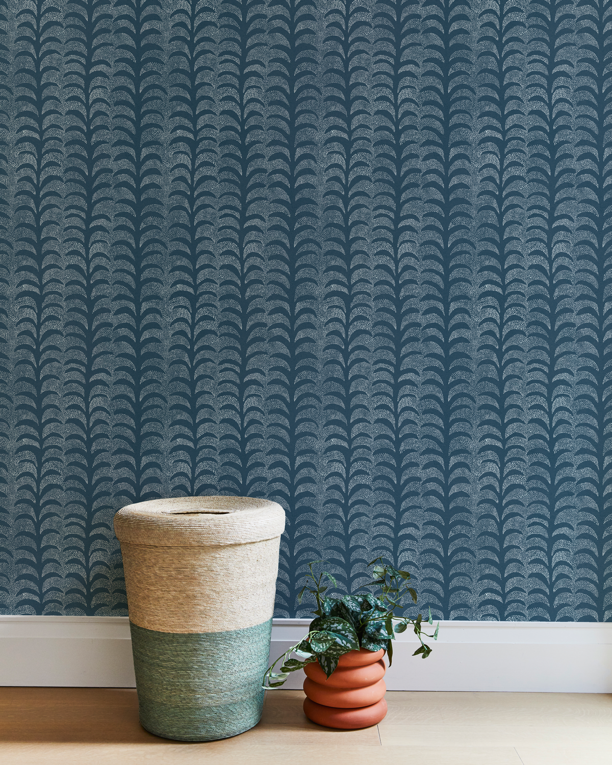 Dotted Palm Wallpaper in Navy