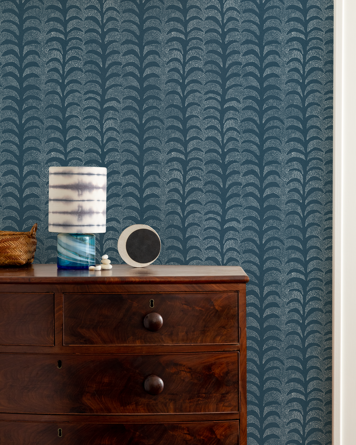 Dotted Palm Wallpaper in Navy
