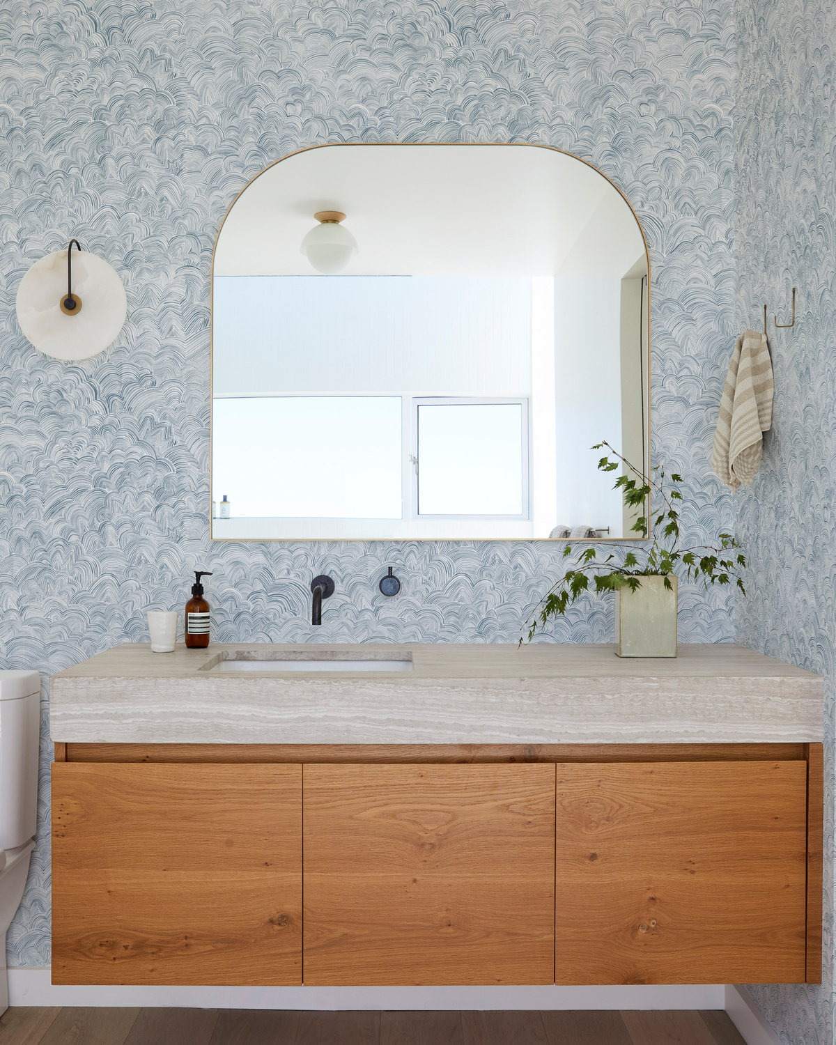 Linear Cloud Wallpaper in Blue-Slate