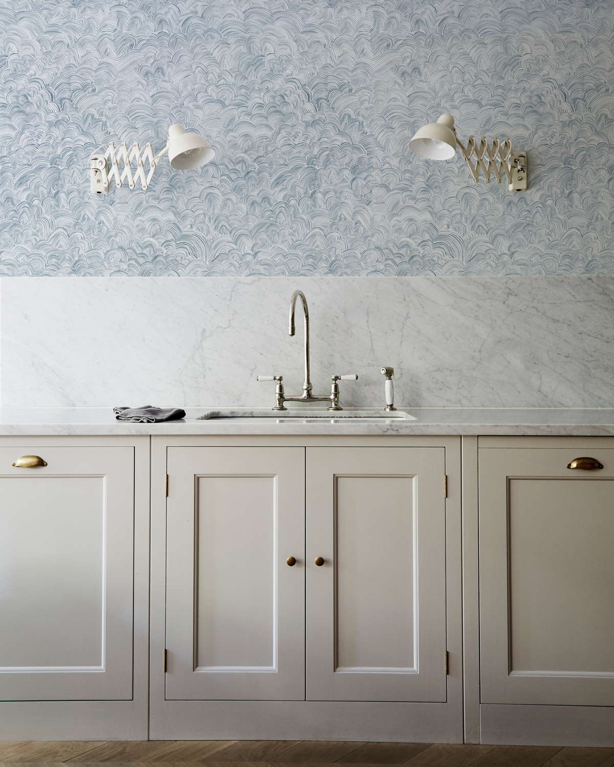 Linear Cloud Wallpaper in Blue-Slate