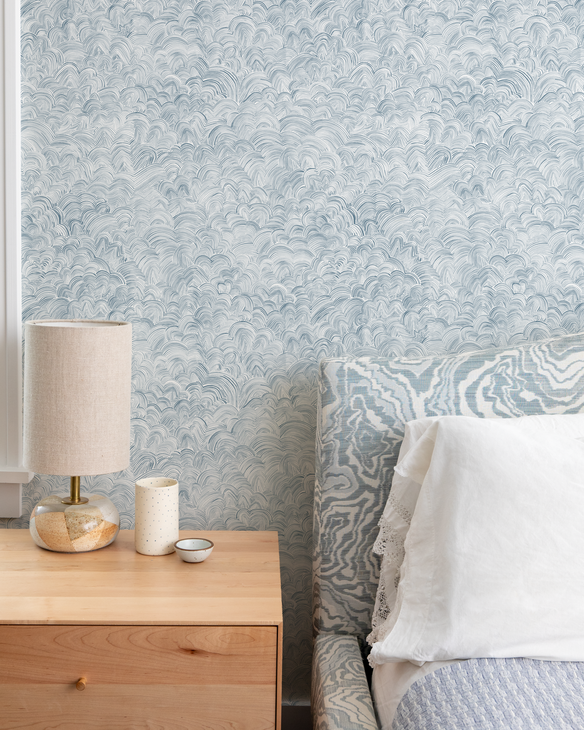 Linear Cloud Wallpaper in Blue-Slate