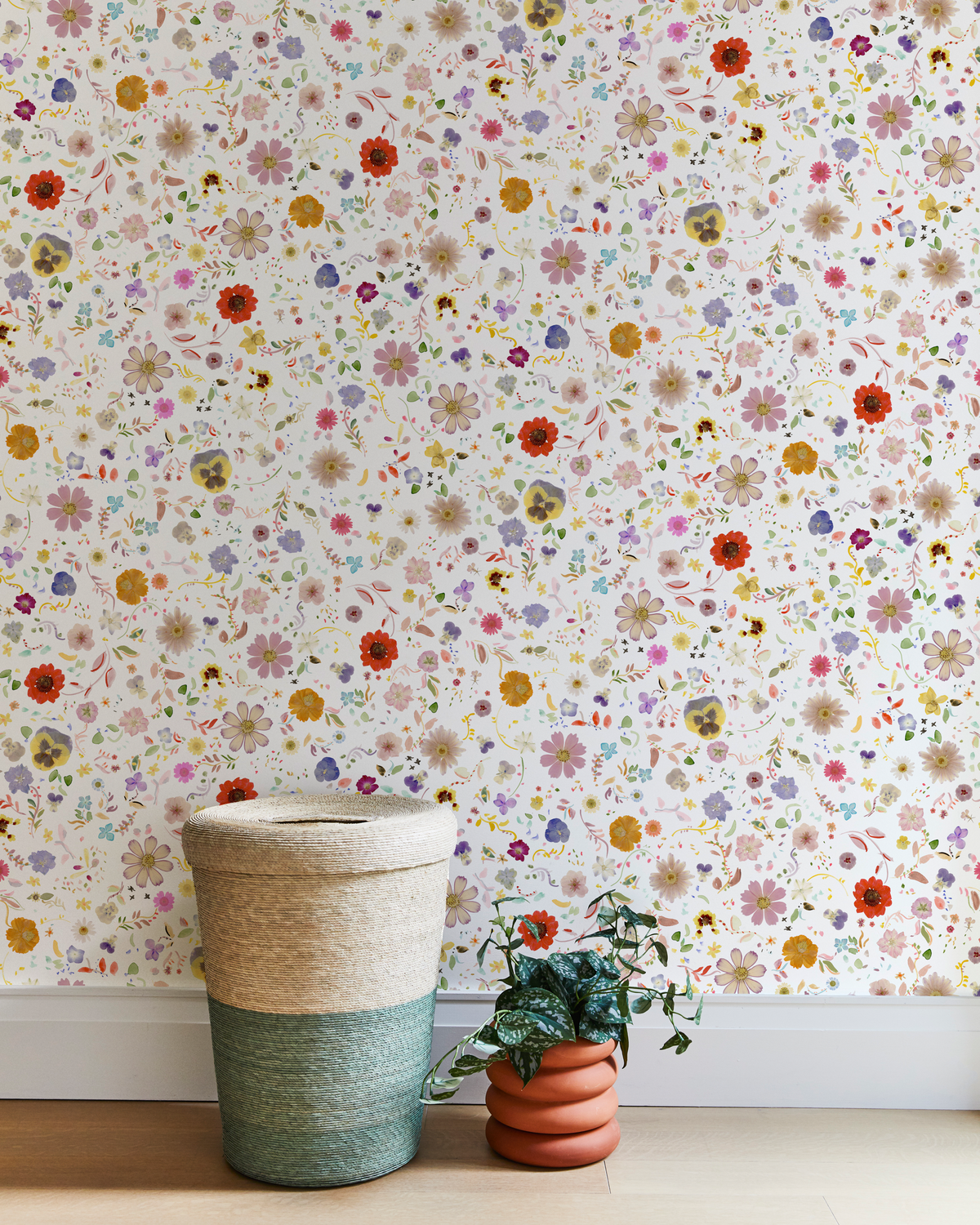 Pressed Flowers Wallpaper in Multi