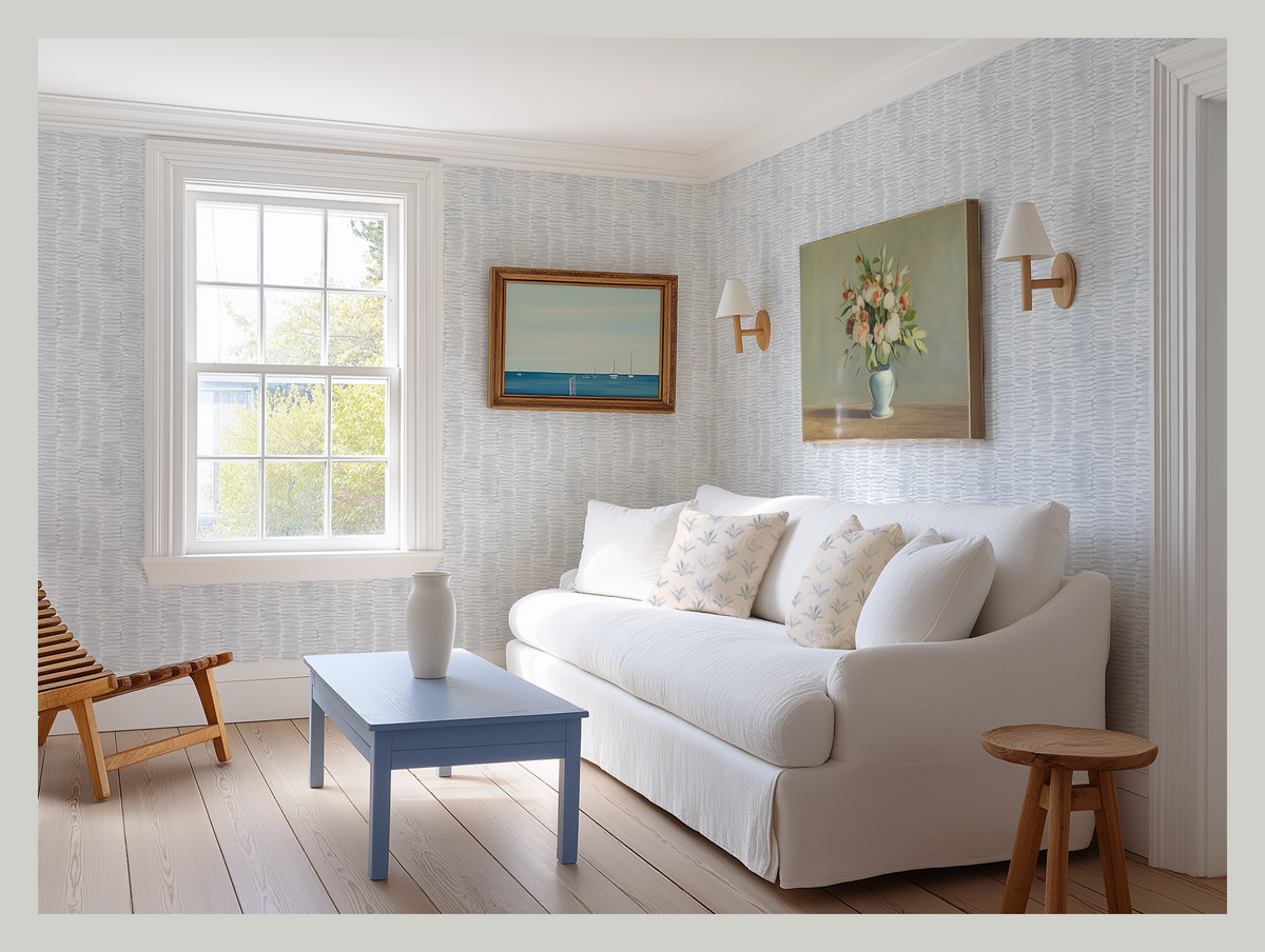 Scribble Wallpaper in Pale Blue