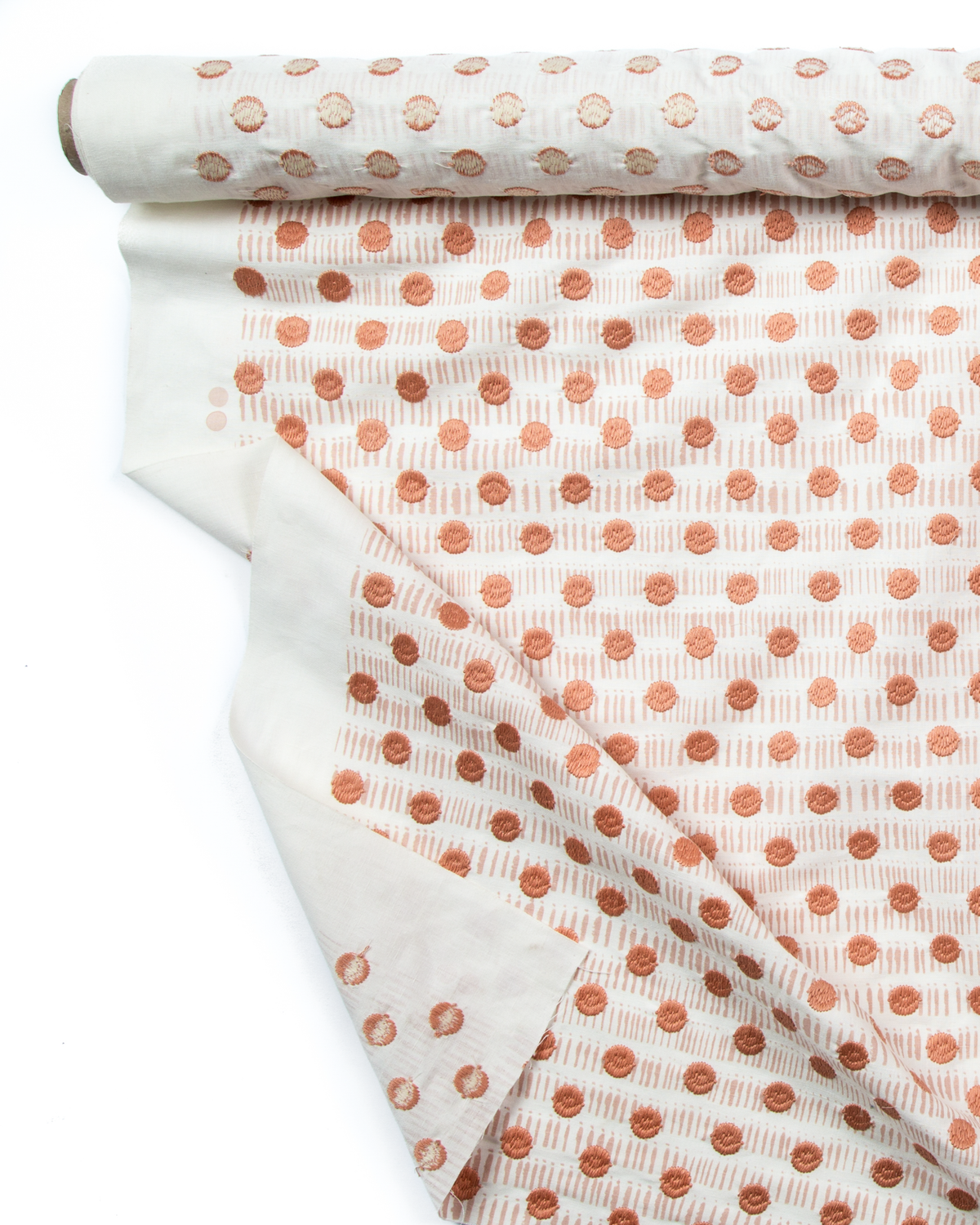 Dot Dash Fabric in Blush/Tangerine