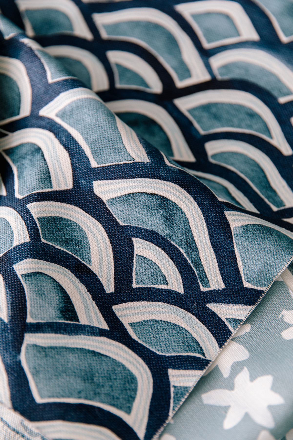 Mountains Fabric in Navy