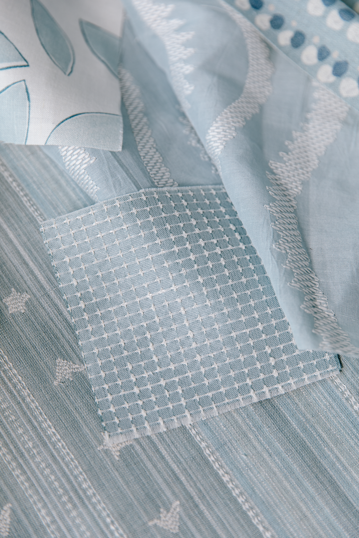 Budding Stripe Fabric in Light Blue