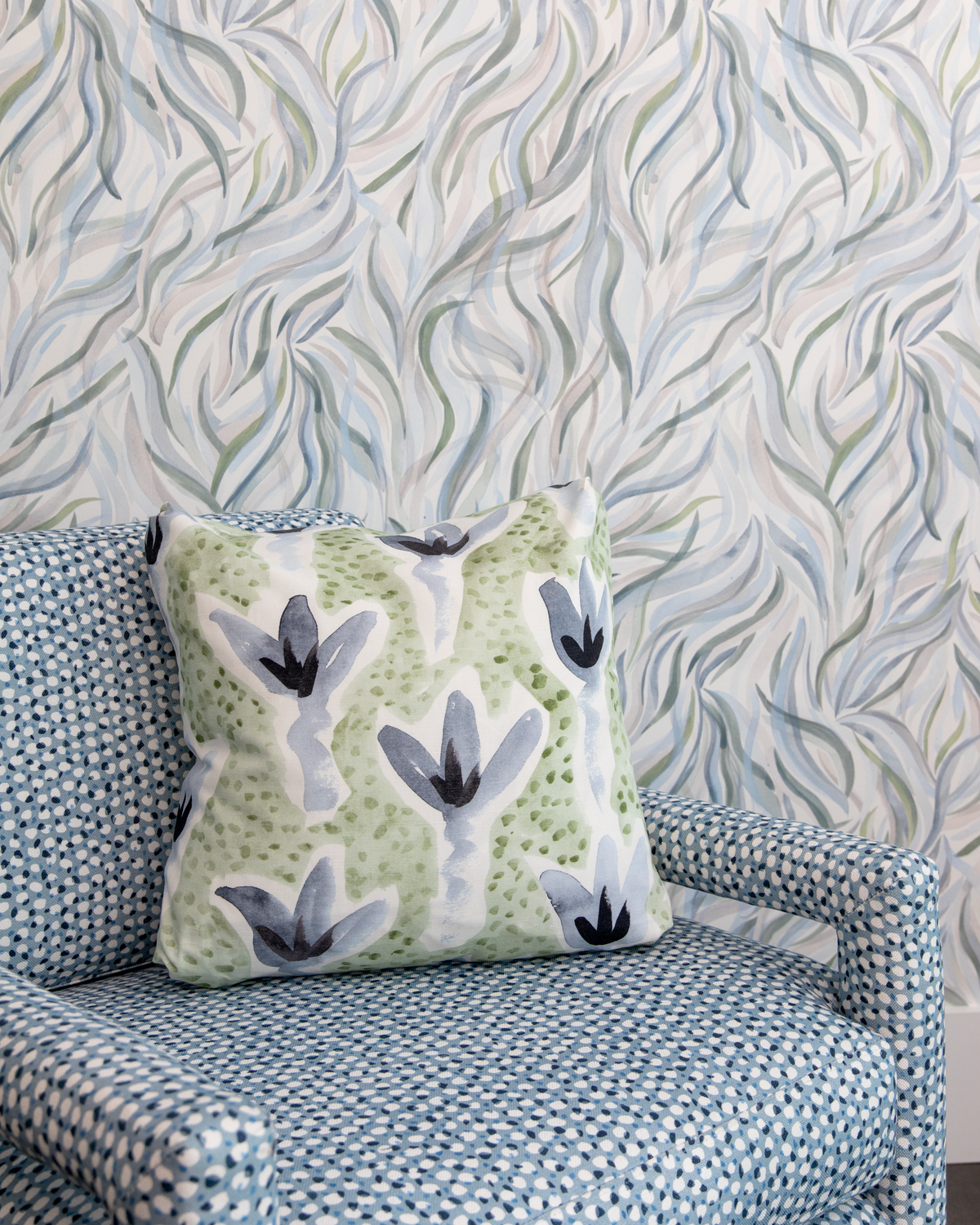 Sprigs Fabric in Green/Blue