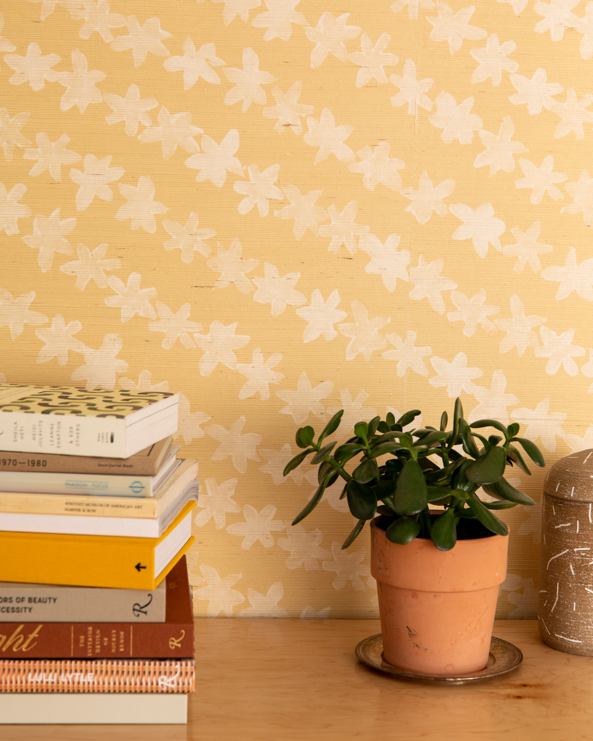 Stamped Garland Wallpaper in Yellow