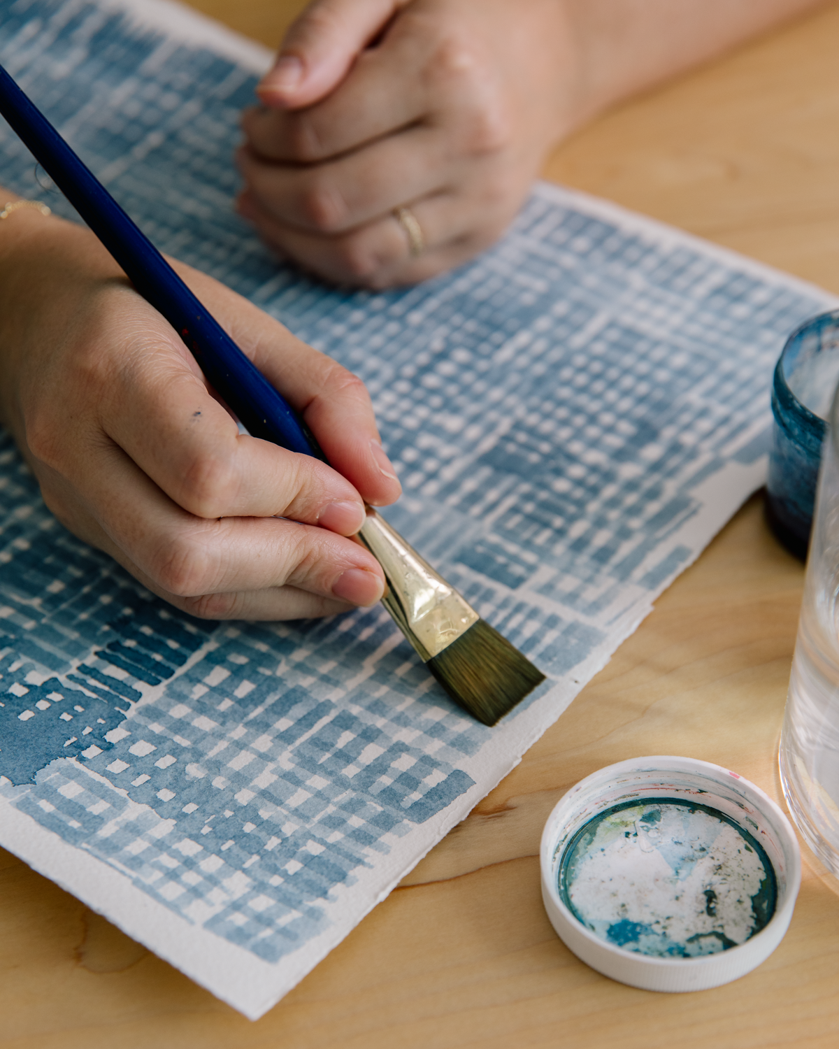 Hatchmarks Wallpaper in Ice Blue