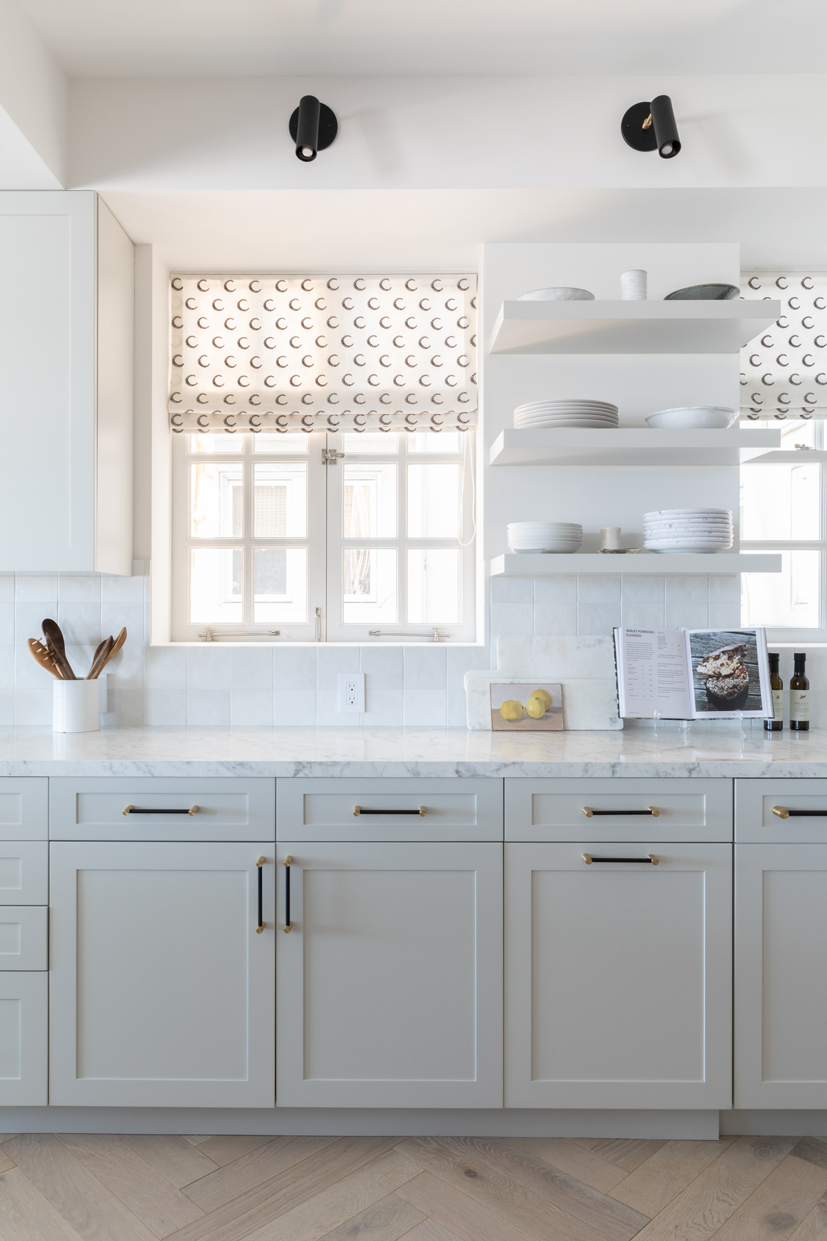 Striped Moon Fabric in Taupe/Black