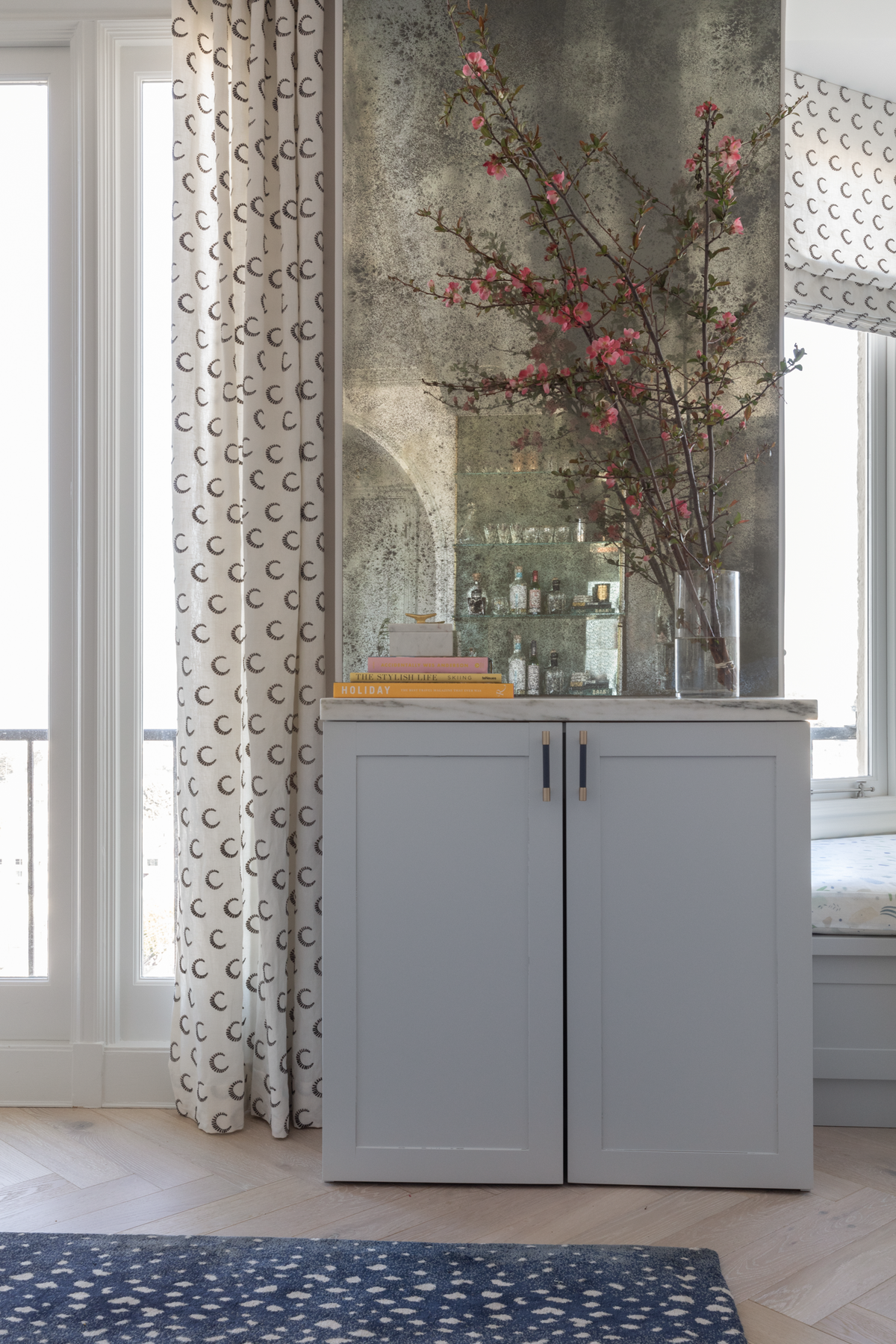 Striped Moon Fabric in Taupe/Black