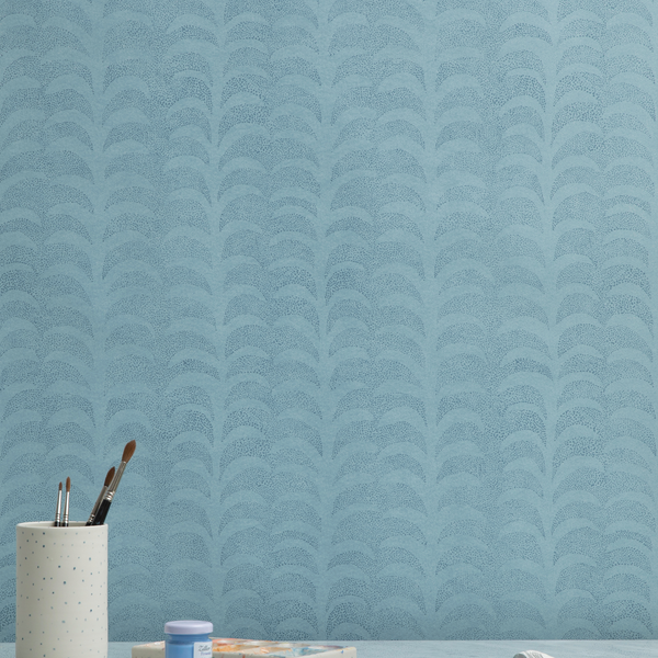 Dotted Palm Wallpaper in Blues
