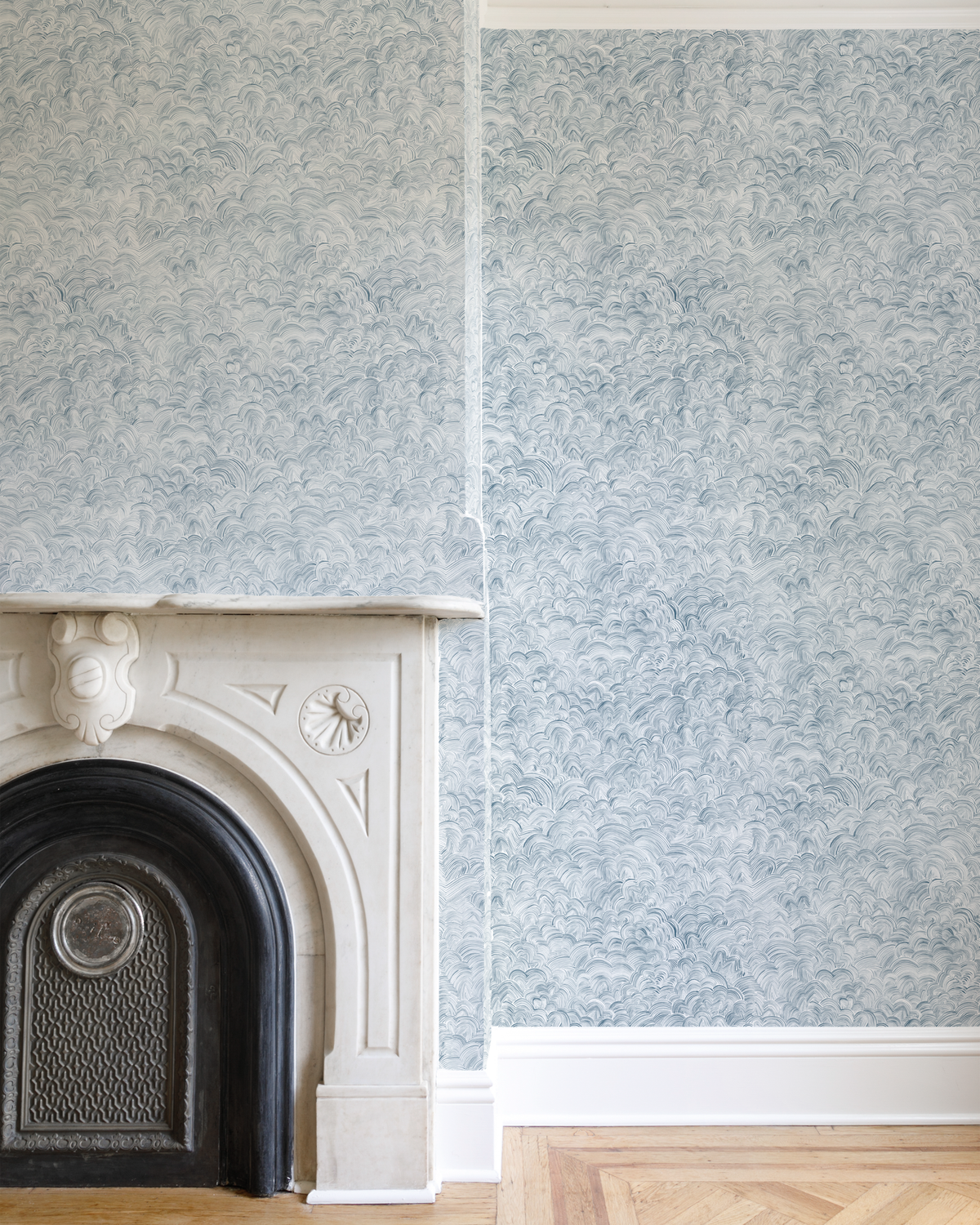 Linear Cloud Wallpaper in Blue-Slate