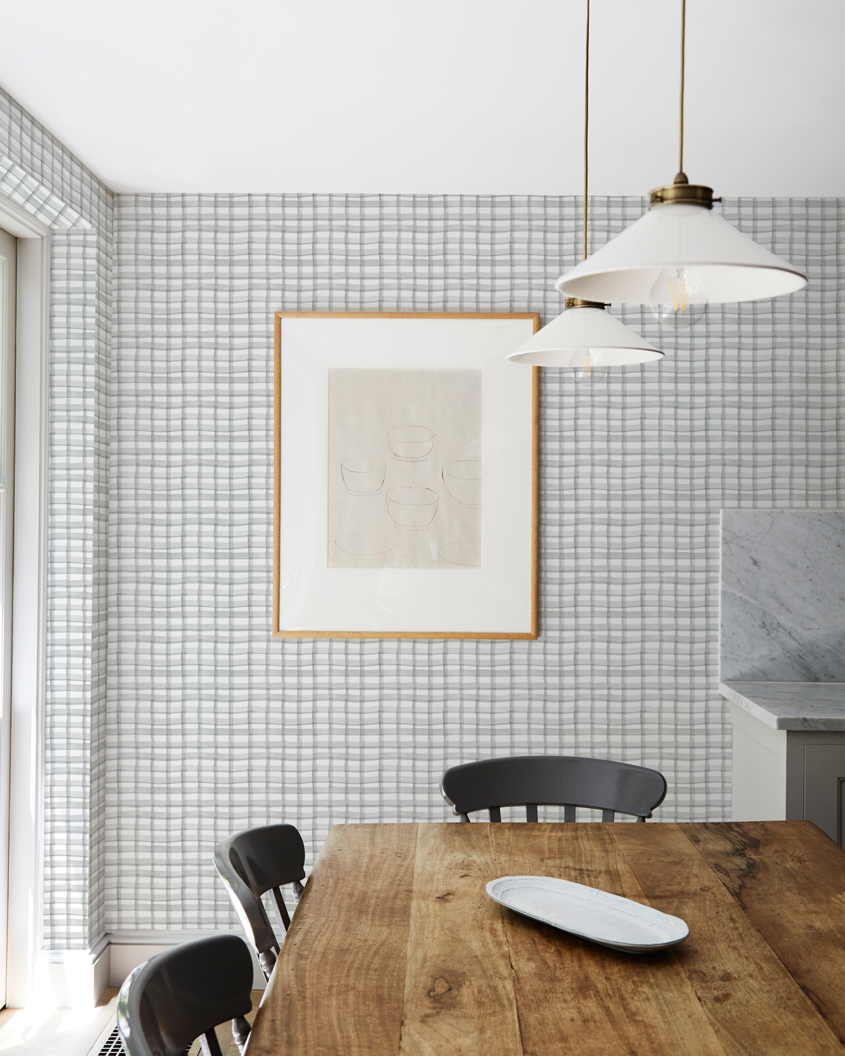 Mason Plaid Wallpaper in Gray
