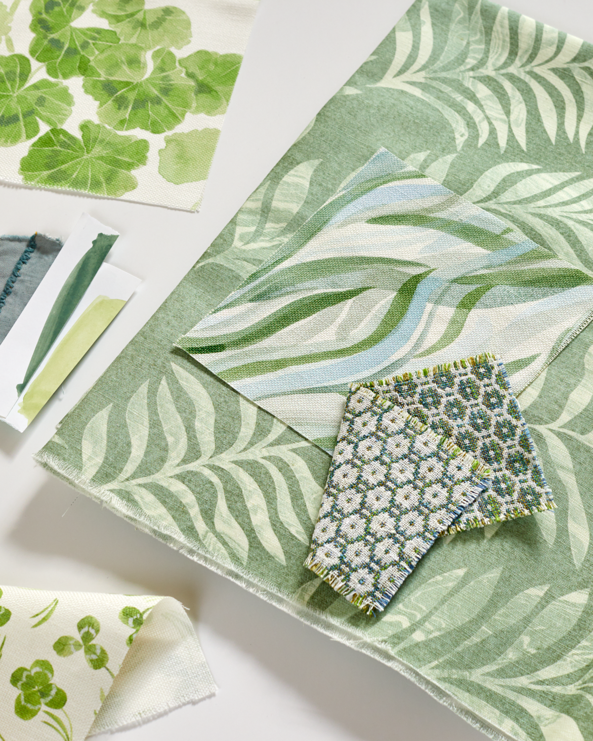 Geraniums Fabric in Green