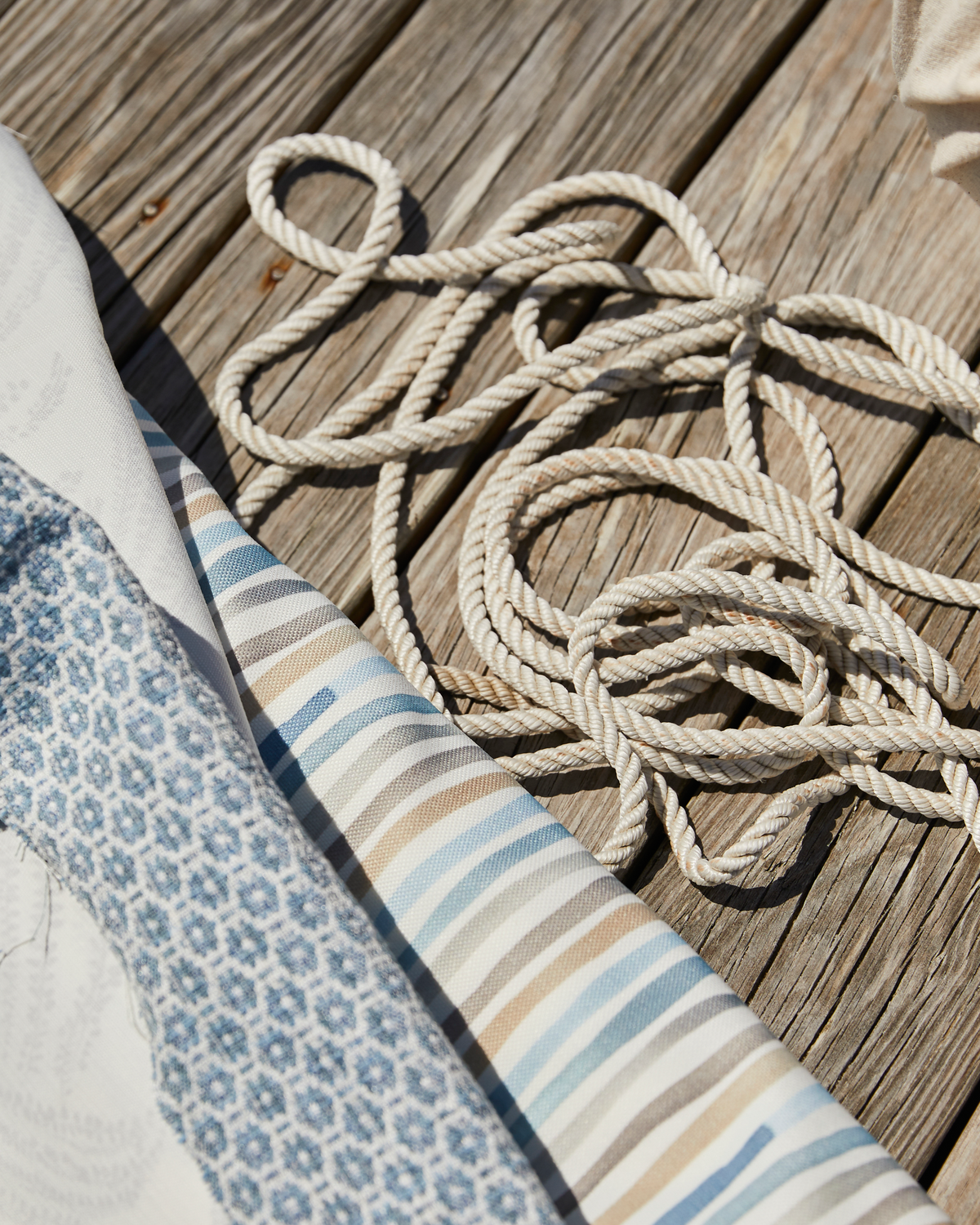 Garden Stripe Fabric in Gray/Blue