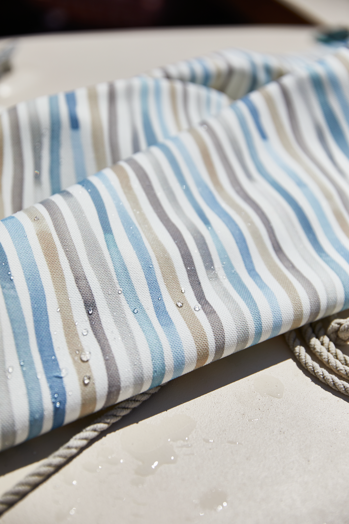 Garden Stripe Fabric in Gray/Blue