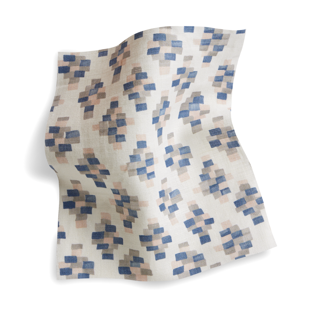 Bricks Fabric in Taupe/Blue