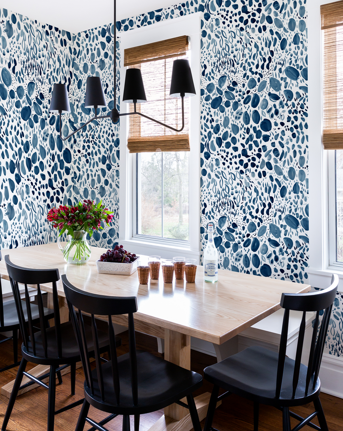 Blooms Wallpaper in Navy