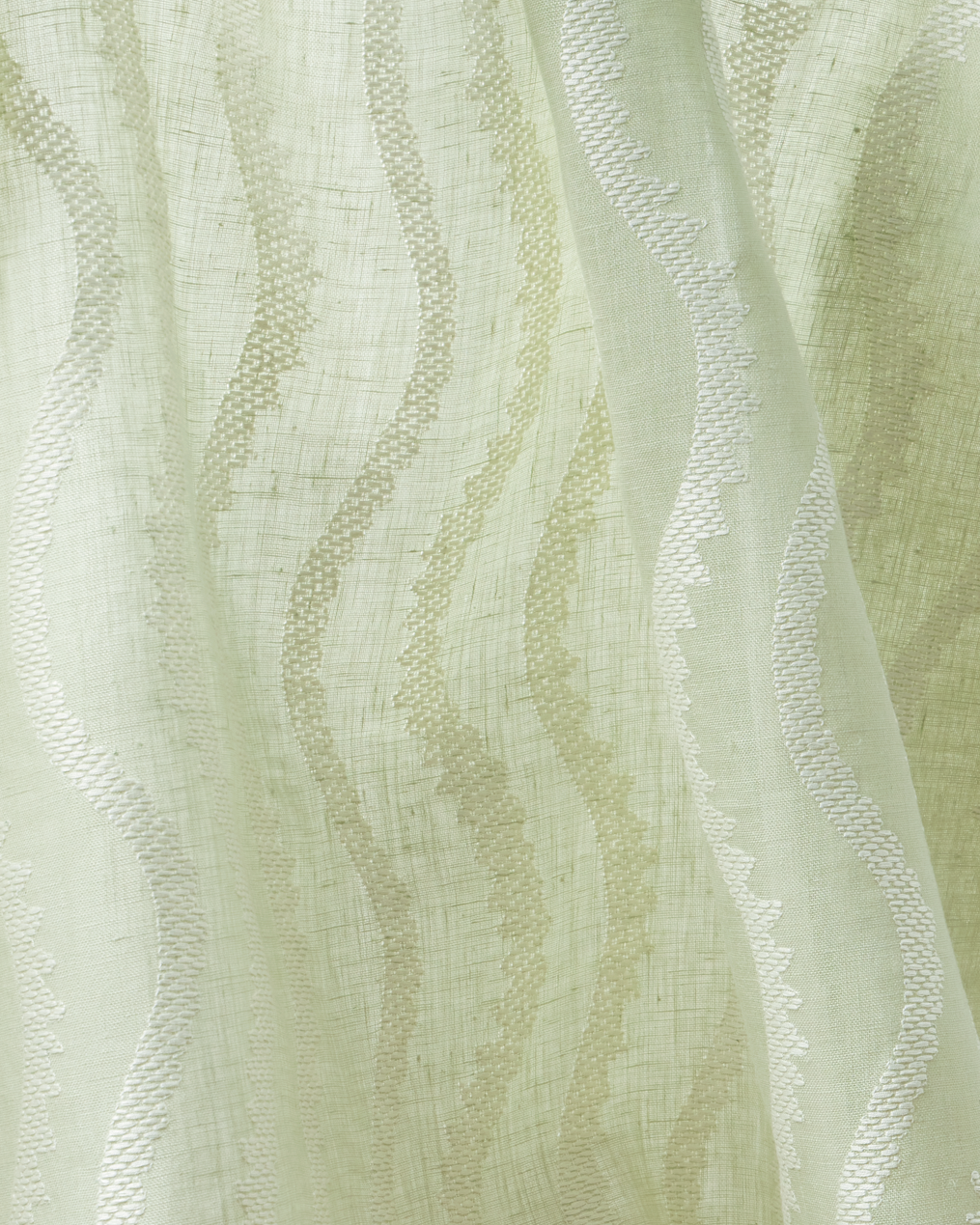 Notched Vines Sheer Fabric in Pistachio