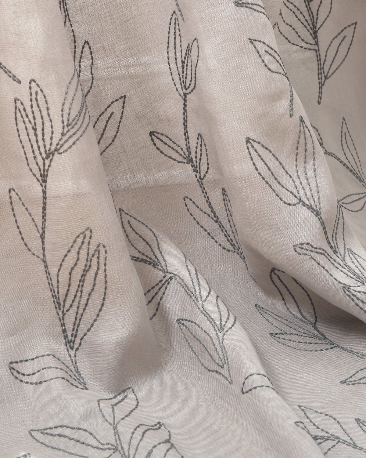 Linear Stem Sheer Fabric in Gray