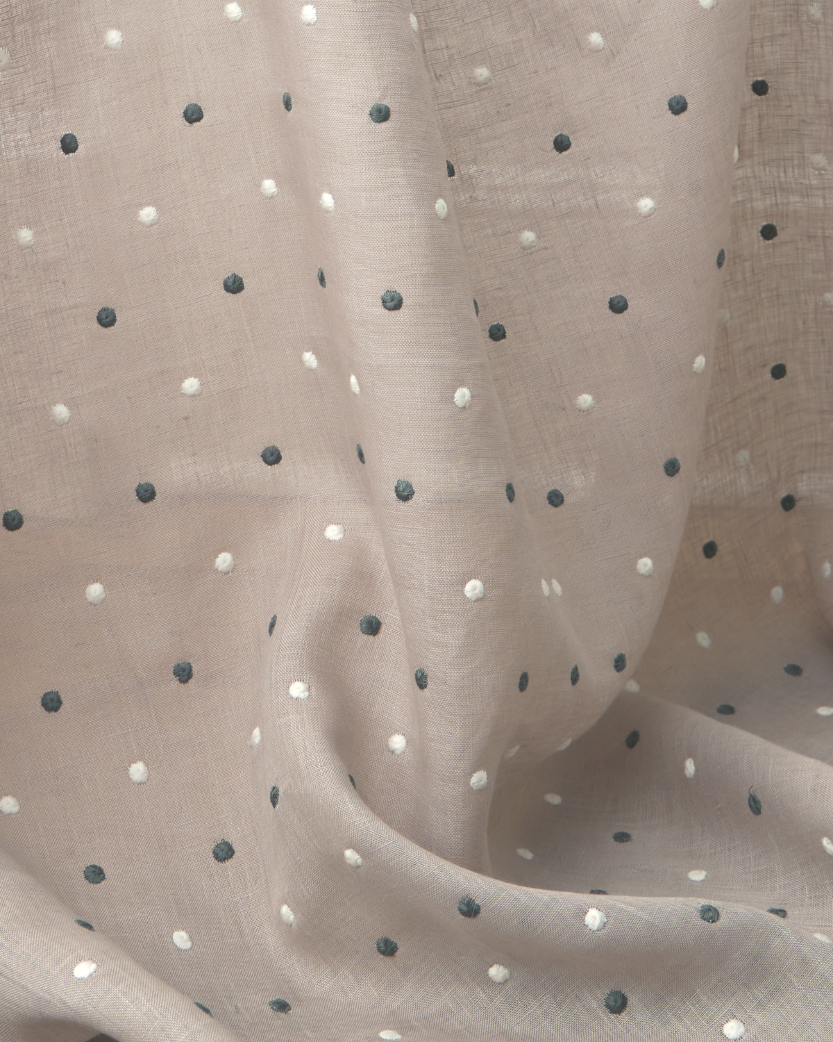 Embroidered Dots Sheer Fabric in Gray