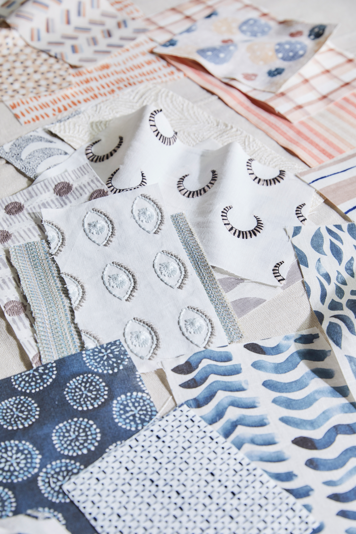 Striped Moon Fabric in Taupe/Black