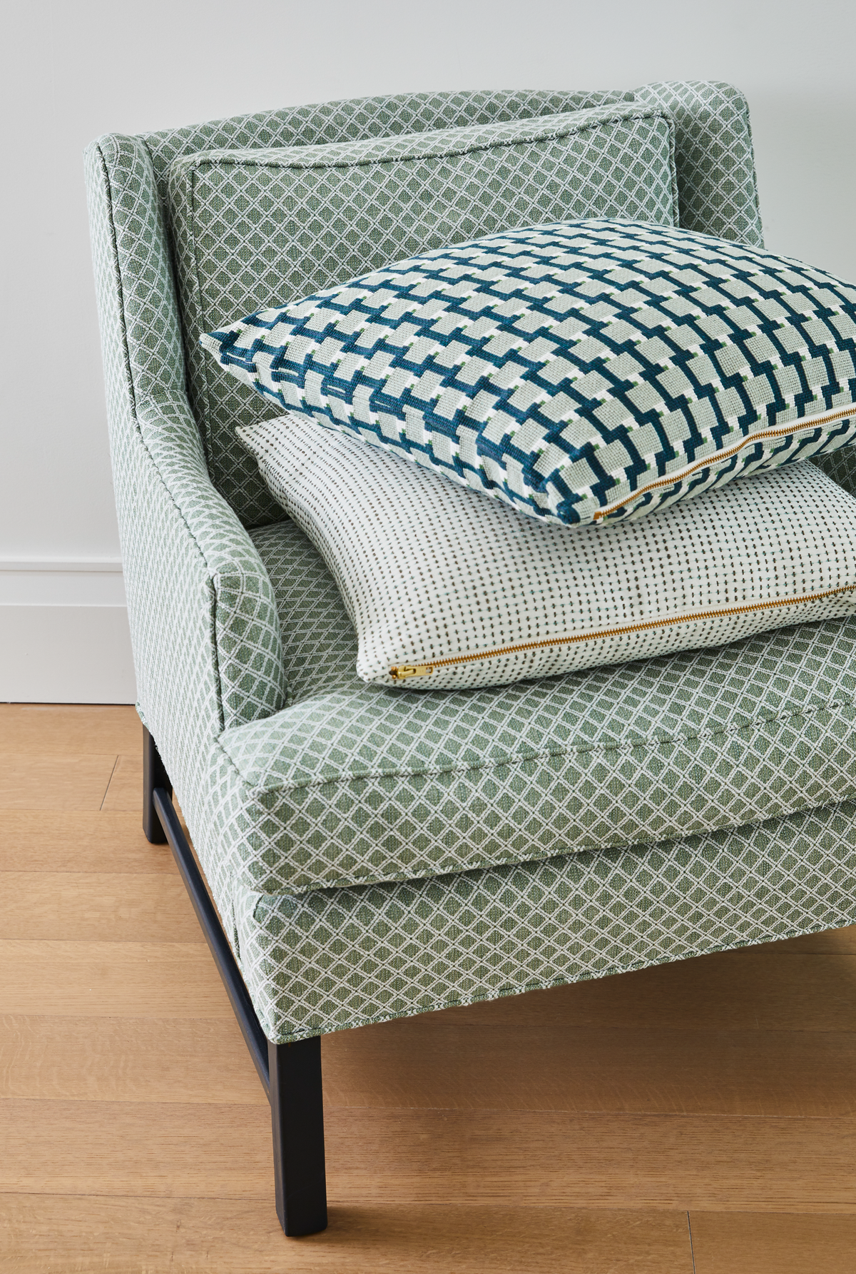 Blocks Fabric in Sage/Marine